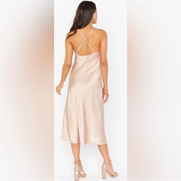 Show me your mumu Champagne Satin Dress size M new with tags - Picture 3 of 4